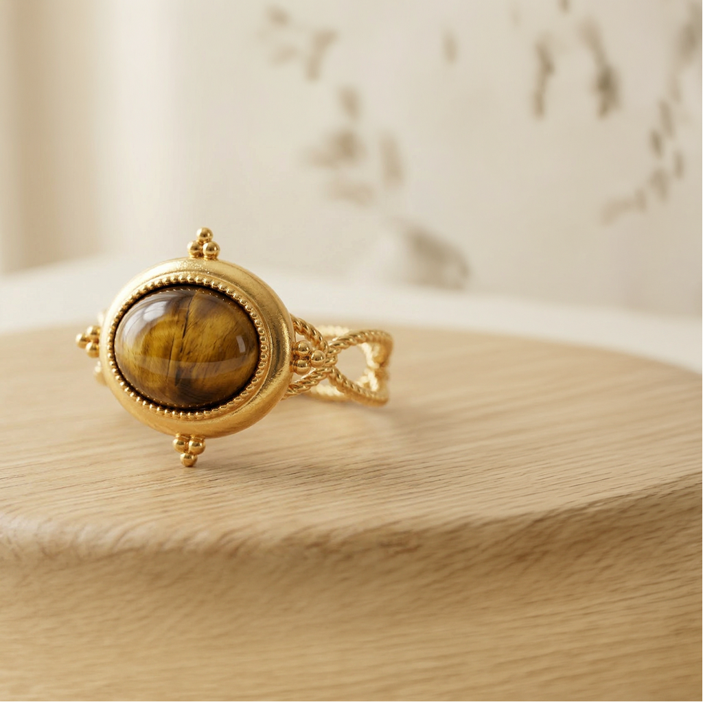Bague Médina Dorée Œil de Tigre