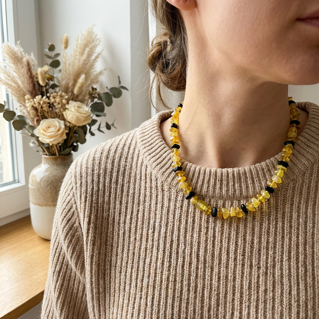 Dark Amber Chip Necklace
