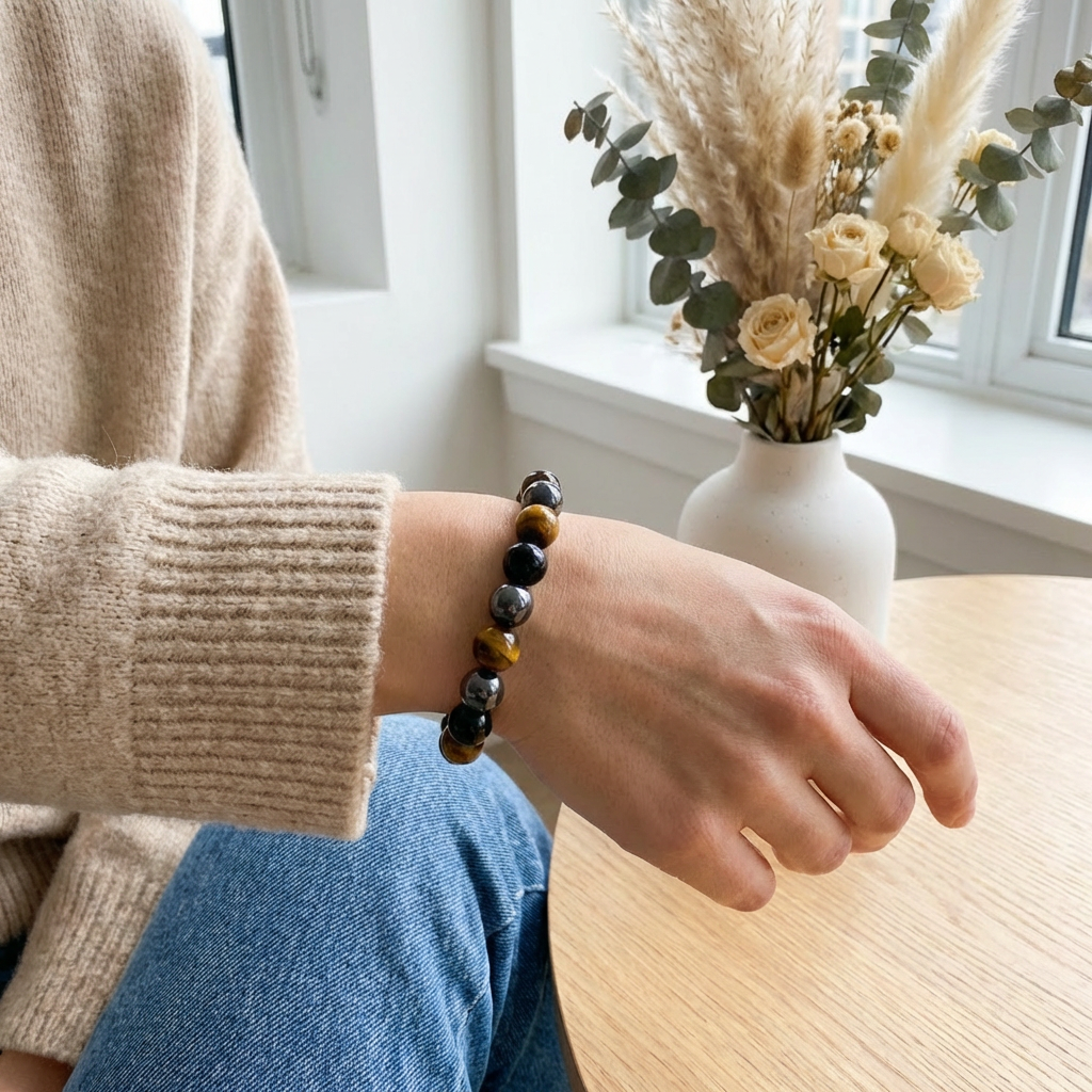 Obsidian, Hematite & Tiger's Eye Protection Bracelet