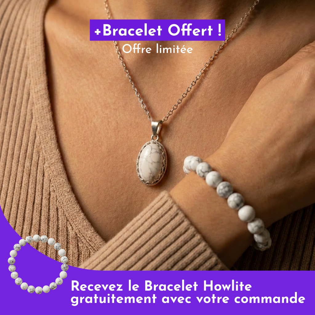 Collier Pendentif Howlite Goutte