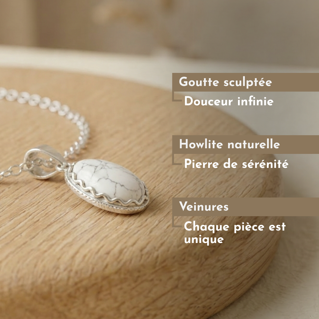 Collier Pendentif Howlite Goutte