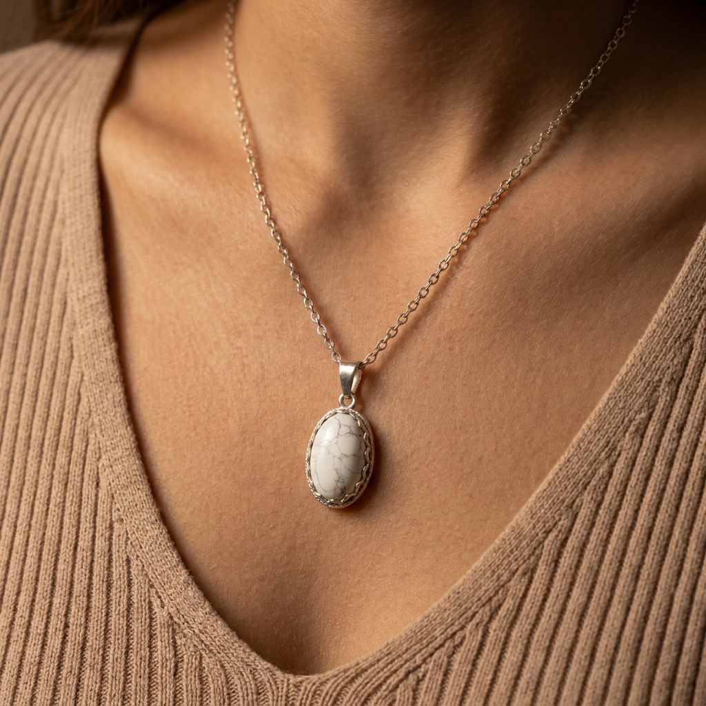 Howlite Teardrop Pendant Necklace